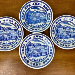 Blue and White Porcelain Plates- Ten Strawberry Street, set of 4